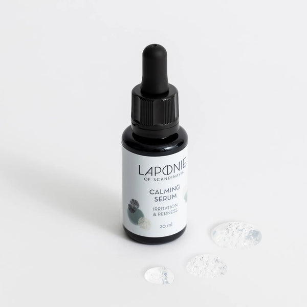Laponie Calming Serum with clear gel-like product swatch